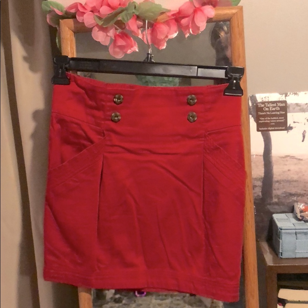 Mini Red Buttoned Skirt
